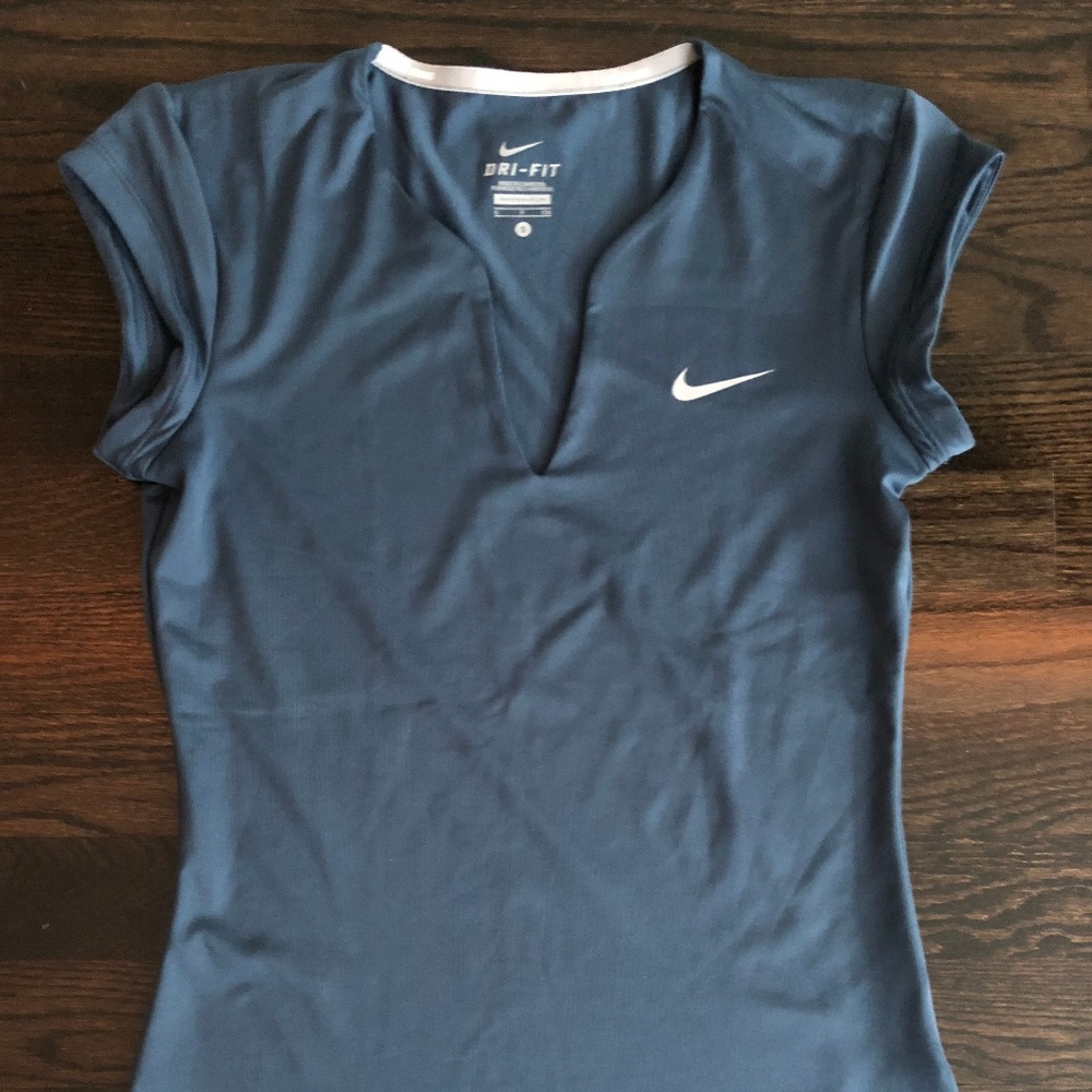 Navy Nike Dry Fit V-neck Top